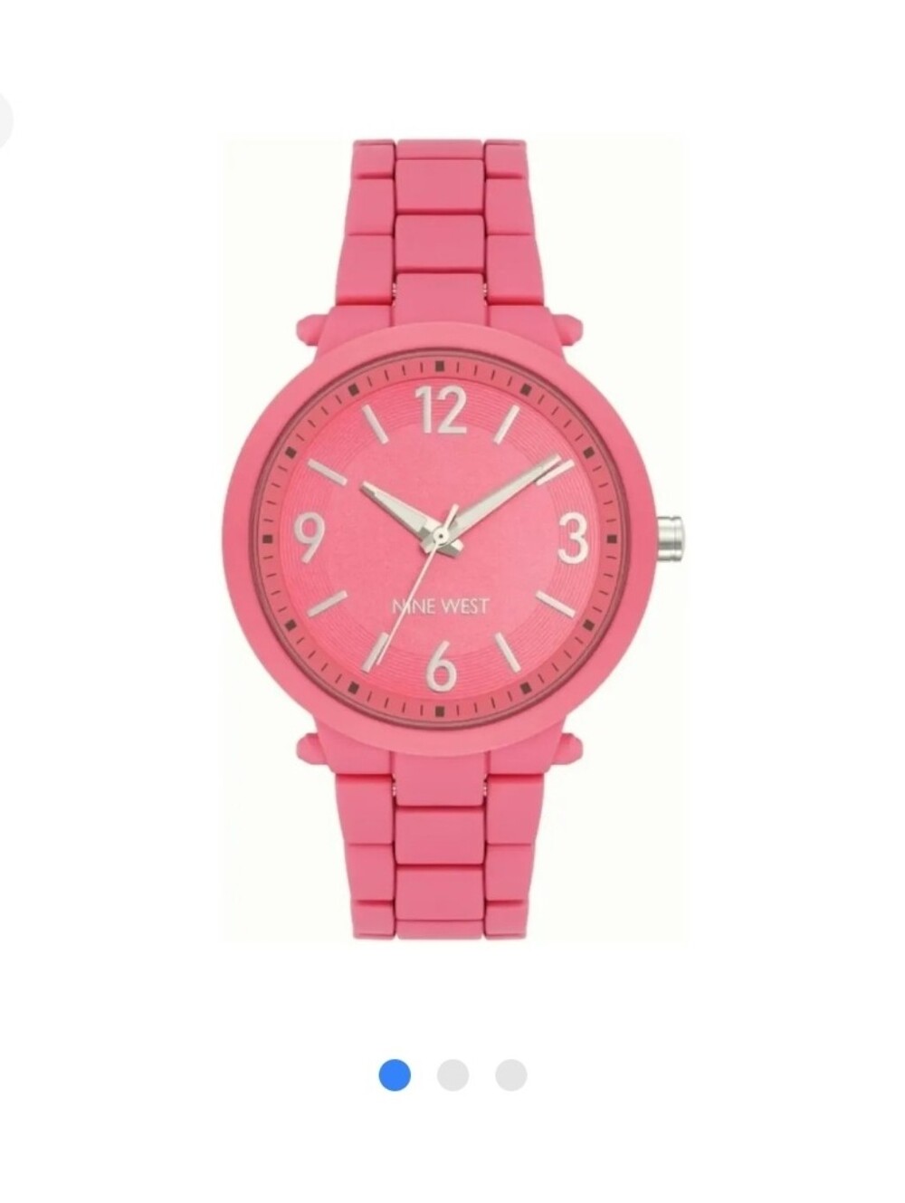 NINE WEST NWT Pink Metal Alloy Bracelet Oversized Women's Watch